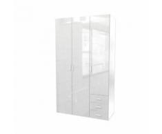 SPACE Armoire de chambre style contemporain blanc laqué brillant - L 115,8 cm - Armoire