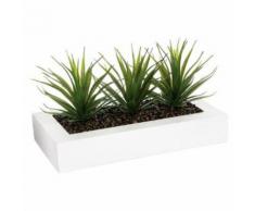 Paris Prix - Centre De Table Aloe Vera plant 31cm Blanc - Plantes artificielles