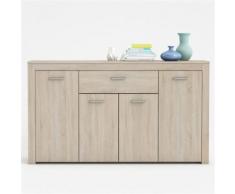 Enfilade 4 portes 1 tiroir bois finition chêne brossé/lin tissé L151.20cm BRAVA - Buffets