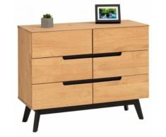 Commode TIBOR style scandinave design vintage nordique avec 6 tiroirs, en pin massif finition bois naturel teinté - Commodes