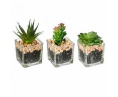 Paris Prix - Lot De 3 Plantes Artificielles galet 7,5cm Vert - Plantes artificielles