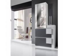 Meuble d'entrée Cendre/Blanc + armoire - KAMILIA - Commodes