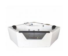 BAIGNOIRE MASSANTE ANGLE 150 x 150 cm- BALNEO BAIN TOURBILLON Modèle Ibiza Jets dorsaux whirlpool spa! Cascade inclus! - Installations salles de bain