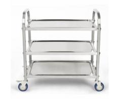 3 étages Chariot de Service Cuisine en acier inoxydable - Dessertes de rangement