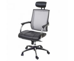 Chaise de bureau HWC-A52 chaise pivotante, appui-tête, similicuir/tissu, ISO9001 ~ noir/gris - Sièges et fauteuils de bureau