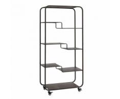 Étagère sur roulettes Métal Noir - BLOCK - L 80 x l 32 x H 169 - Étagère