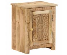 KKmoon Table de Chevet Table d'Appoint Bois de Manguier Massif avec 1 Armoire pour Chambre à Coucher ou Salon 40 x 30 x 50 cm - Tables hautes