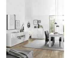 Salle à manger enfilade + table 180 design blanc laqué PAOLO - L 180 x P 90 x H 79 cm - Tables salle à manger