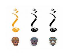 Lot de 3 suspensions spirale têtes mexicaines - 60 cm - Objet à poser