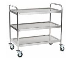Chariot de service cuisine professionnel inox 2 étages max 320 kg arrondi 3614113 - Accessoires de rangement