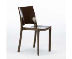 Chaises pour cuisine salle à manger bar brillante Grand Soleil SUNSHINE Design Moderne en Polypropylène, Couleur: Marron - Chaise