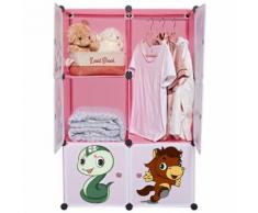 LANGRIA Armoire Penderie 6 Cubes Étagère Rangement Vêtements Chaussures Jouets Sacs pour Chambre Enfants - Armoire