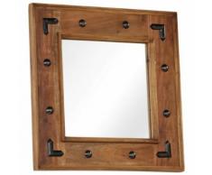 Miroir Bois d'Acacia Massif Miroir de Salle de Bain Miroir de Entrée 50 x 50 cm - Objet à poser