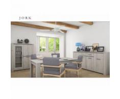 Salle à manger complète JORK gris cérusé - Vitrine: Sans - Tables salle à manger