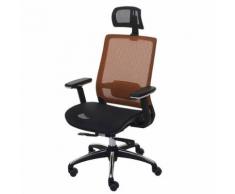 Chaise de bureau HWC-A20 chaise pivotante, ergonomique, appui-tête, tissu ~ noir/orange - Sièges et fauteuils de bureau