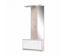 LANOS Vestiaire d'entrée style contemporain décor chene cendré et blanc mat - L 88,2 cm - Vestiaires