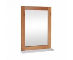 Miroir de salle de bain L 50 cm - blanc laque brillant et marron - Miroir