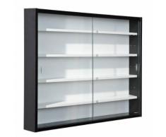 Vitrine murale pour objets de collection 80 x 60 x 9,5 cm noir et blanc - Vitrines