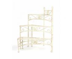 Escalier blanc Présentoir étagère console sellette porte plante en fer jardinière - 64 cm - Objet à poser