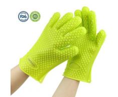 Paire Gants en Silicone Anti Chaleur Etanche Imperméable pour Barbecue Grill Cuisine Micro-ondes Lave-Vaisselle etc.( une paire ,Vert) - Autres