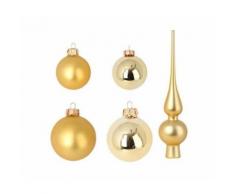 Set de 19 boules de noel en verre avec 1 cimier - oe 6 / 5 cm - oe 6 x h 27 cm - or - Objet à poser