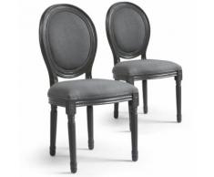 Lot de 20 chaises de style médaillon Louis XVI Gris Tissu Gris - Chaise