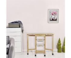 Chariot de cuisine 91*37*75cm Desserte rangement de couleur bois - Dessertes de rangement