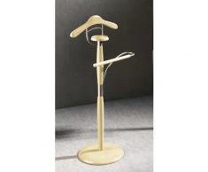 Valet de Nuit Naturel en Hêtre massif avec plateau porte objets sur socle circulaire, 32 x 45 x 110 cm -PEGANE- - Objet à poser