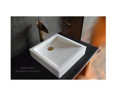 Vasque pierre blanche Marbre Cristal 40x40 KIAMA WHITE