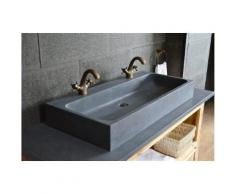Grande double vasque en pierre 100x46 granit gris - LOOAN